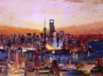 Paysages de Chine œuvres - lever du soleil à Shanghai en Chine